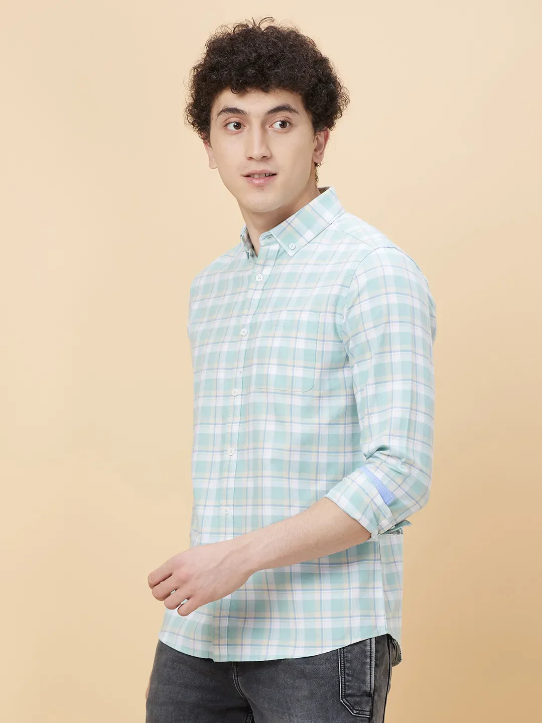 White Slim Straight Fit Regular Collar Long Sleeves Men's Shirt by Being Human Clothing - Image 3