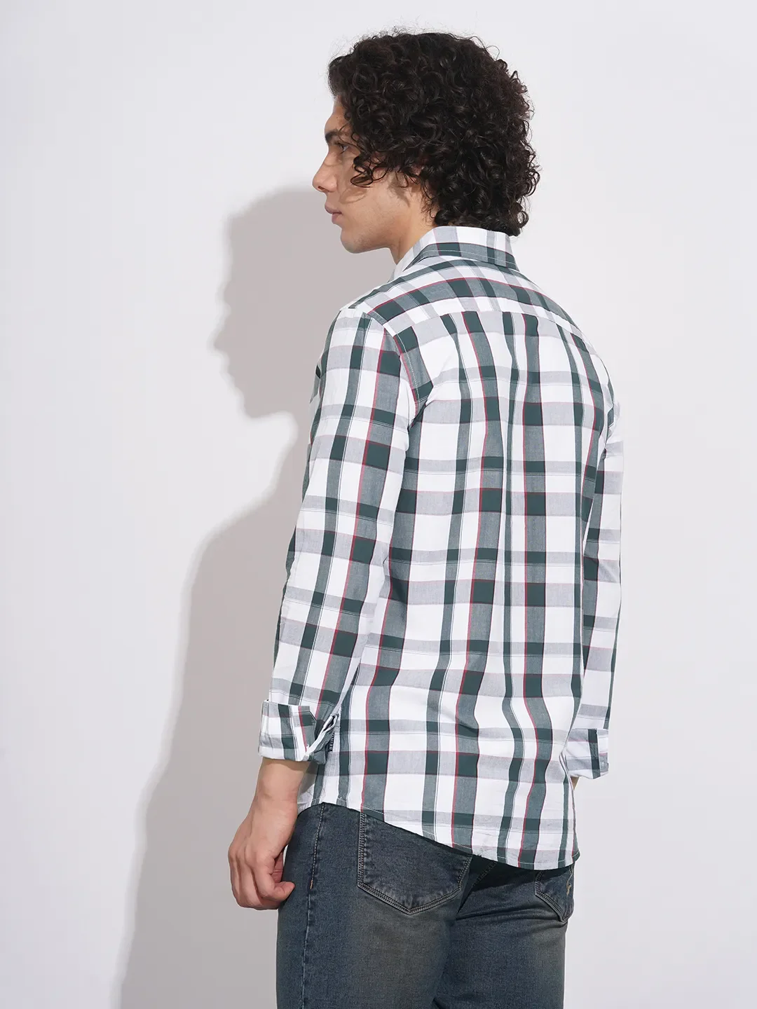 White Slim Fit Regular Collar Men's Shirt by Being Human Clothing - Image 3