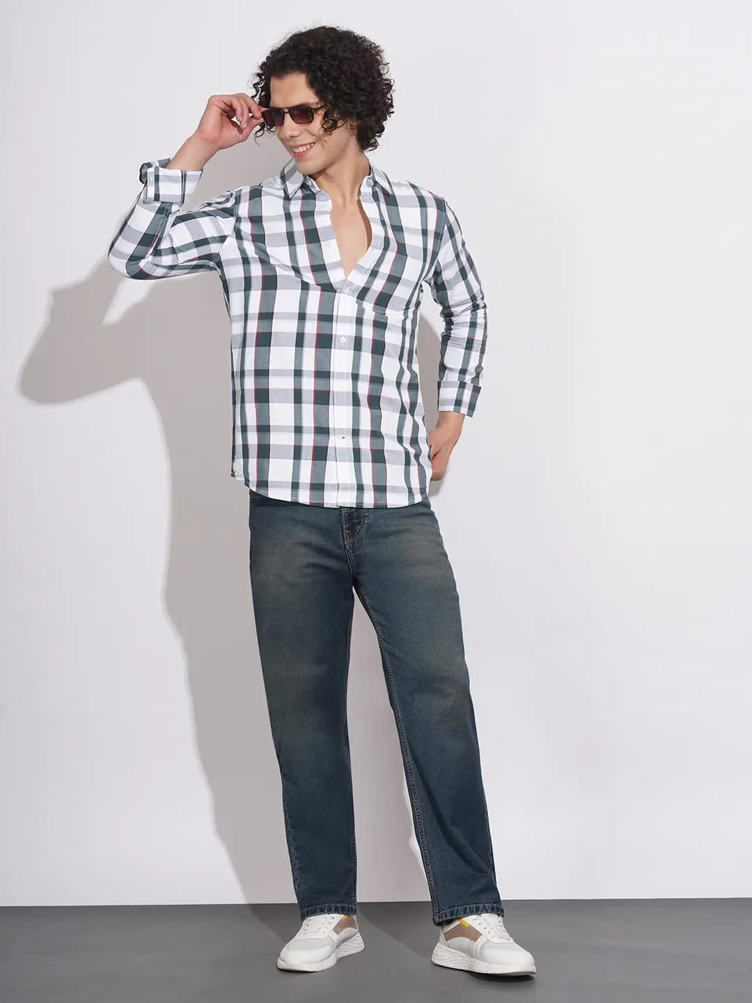 White Slim Fit Regular Collar Men's Shirt by Being Human Clothing - Image 4