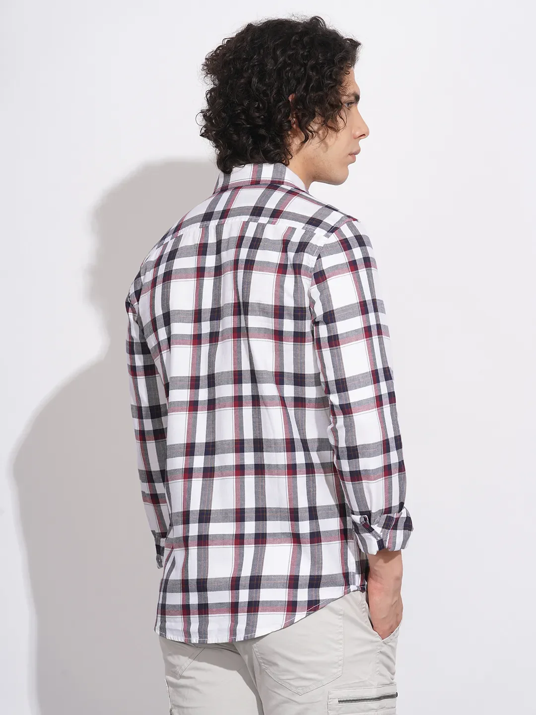 White Slim Straight Fit Regular Collar Long Sleeves Men's Shirt by Being Human Clothing - Image 3