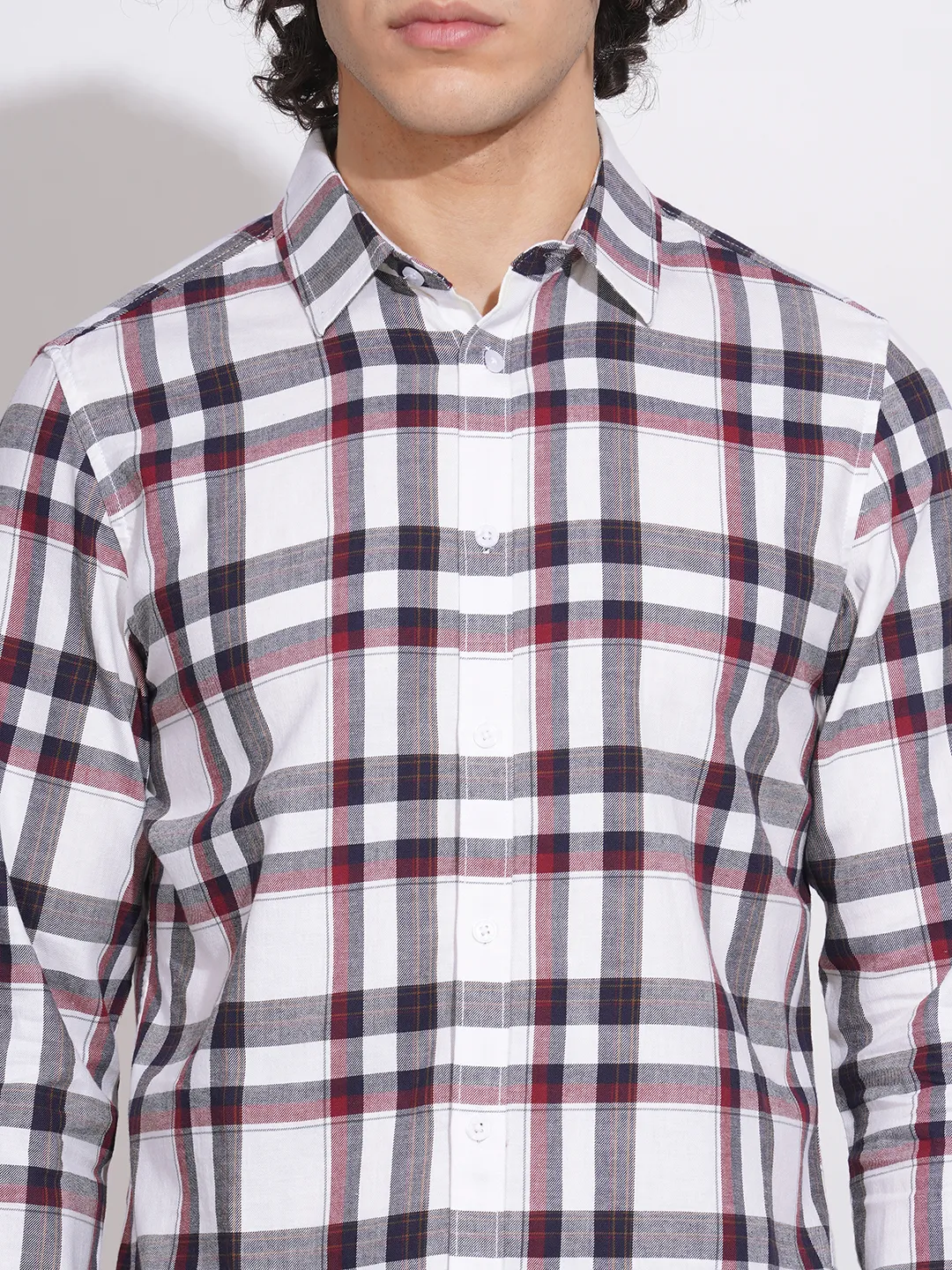 White Slim Straight Fit Regular Collar Long Sleeves Men's Shirt by Being Human Clothing - Image 5