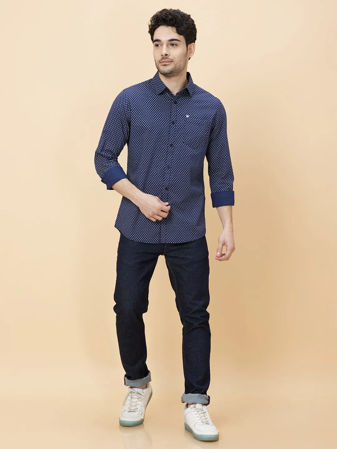 White Slim Fit Regular Collar Men's Shirt by Being Human Clothing - Image 2