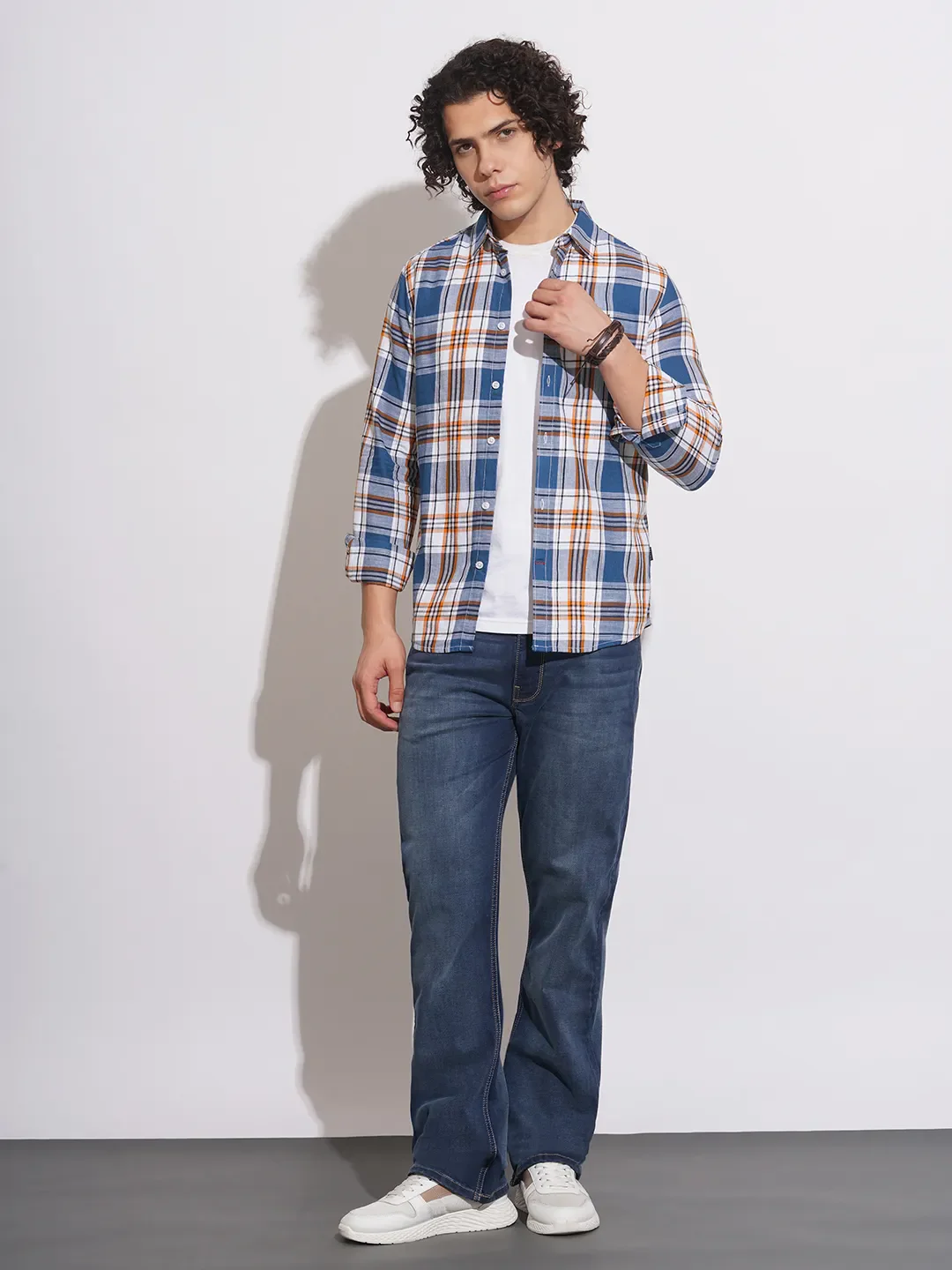 White Slim Fit Regular Collar Men's Shirt by Being Human Clothing - Image 4