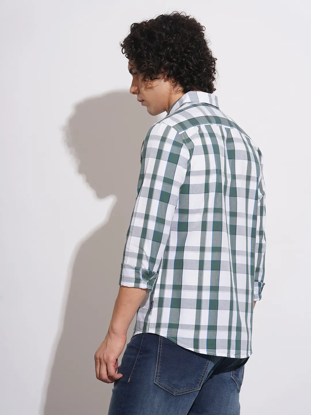 White Slim Straight Fit Regular Collar Long Sleeves Men's Shirt by Being Human Clothing - Image 3