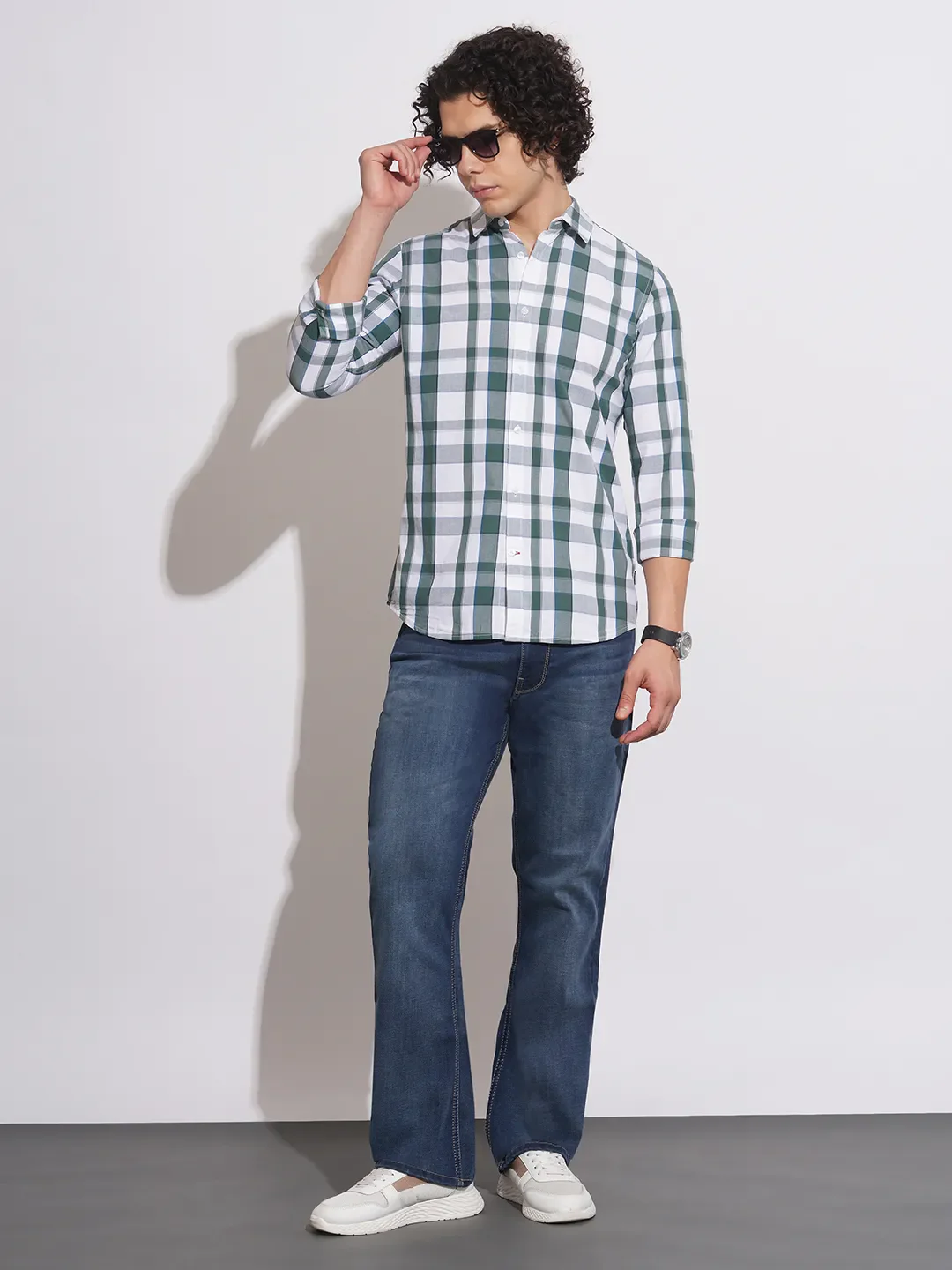 White Slim Straight Fit Regular Collar Long Sleeves Men's Shirt by Being Human Clothing - Image 4
