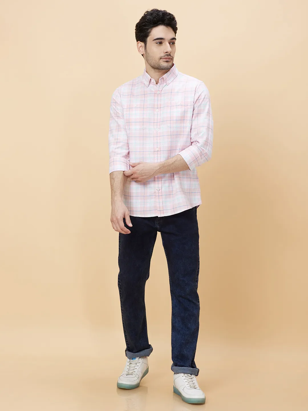 White Slim Fit Regular Collar Men's Shirt by Being Human Clothing - Image 2