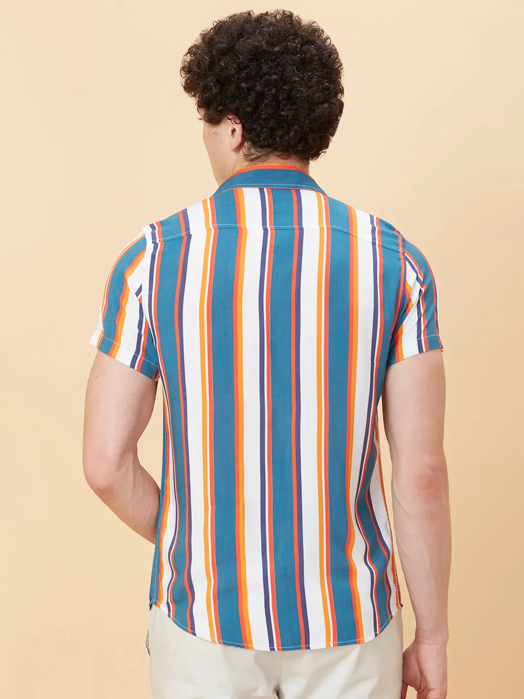 White Slim Straight Fit Regular Collar Short Sleeves Men's Shirt by Being Human Clothing - Image 3