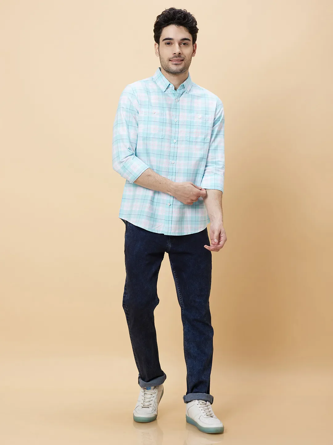 White Slim Fit Regular Collar Men's Shirt by Being Human Clothing - Image 2