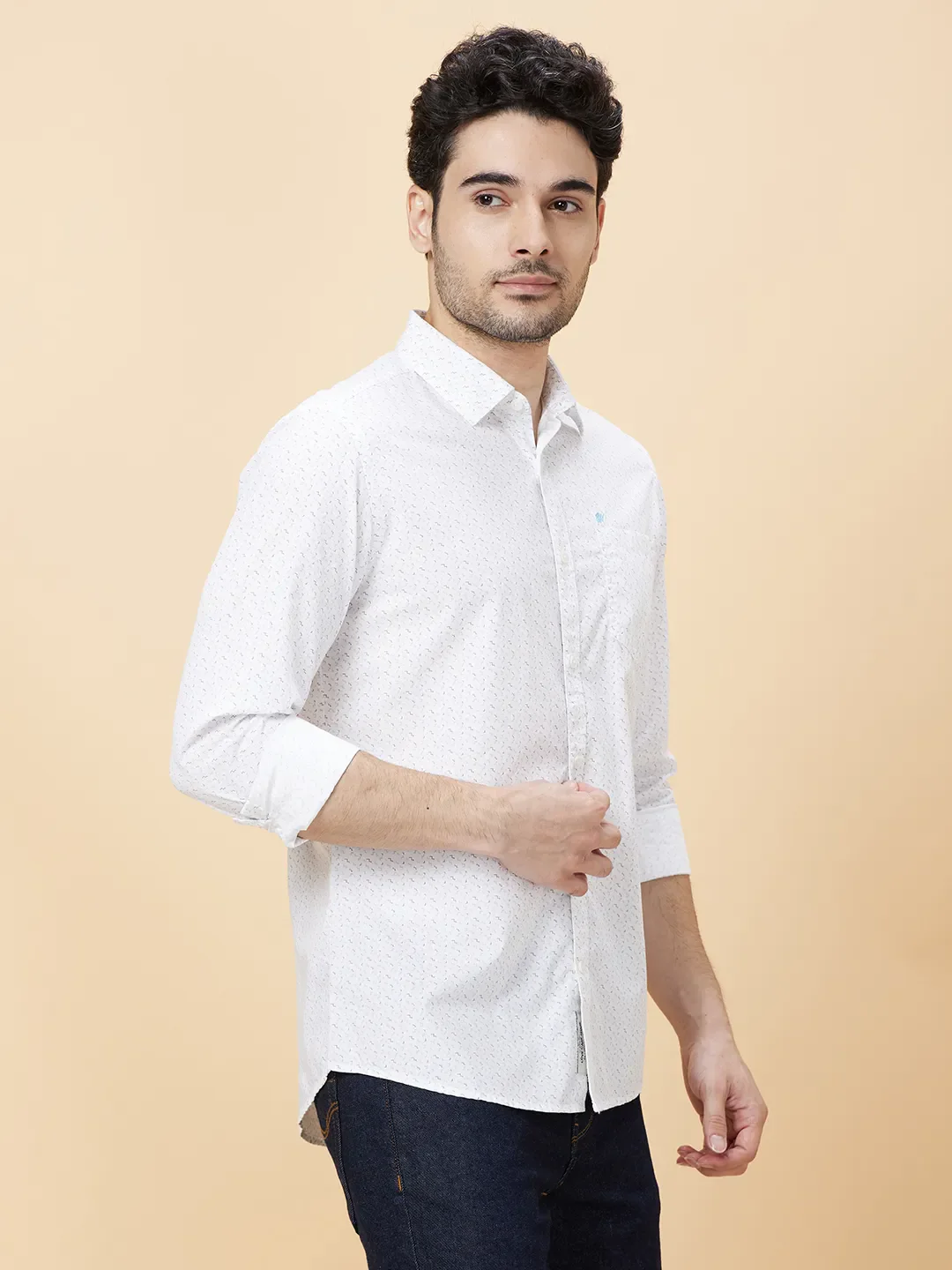 White Slim Fit Regular Collar Men's Shirt by Being Human Clothing - Image 3