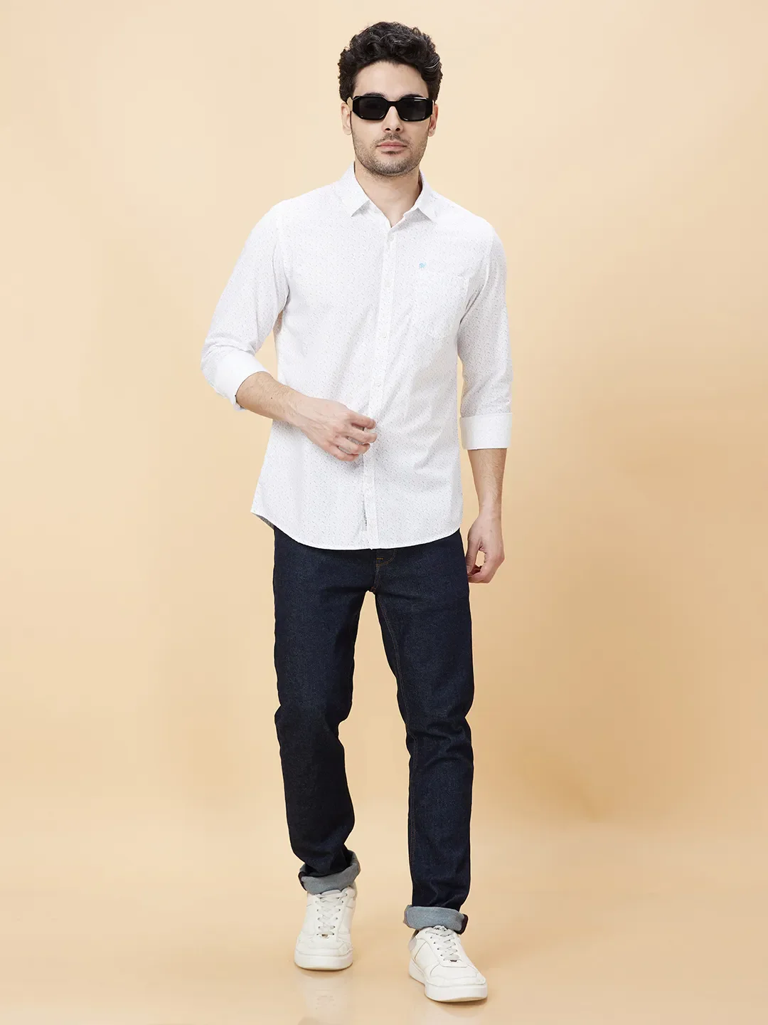 White Slim Fit Regular Collar Men's Shirt by Being Human Clothing - Image 6