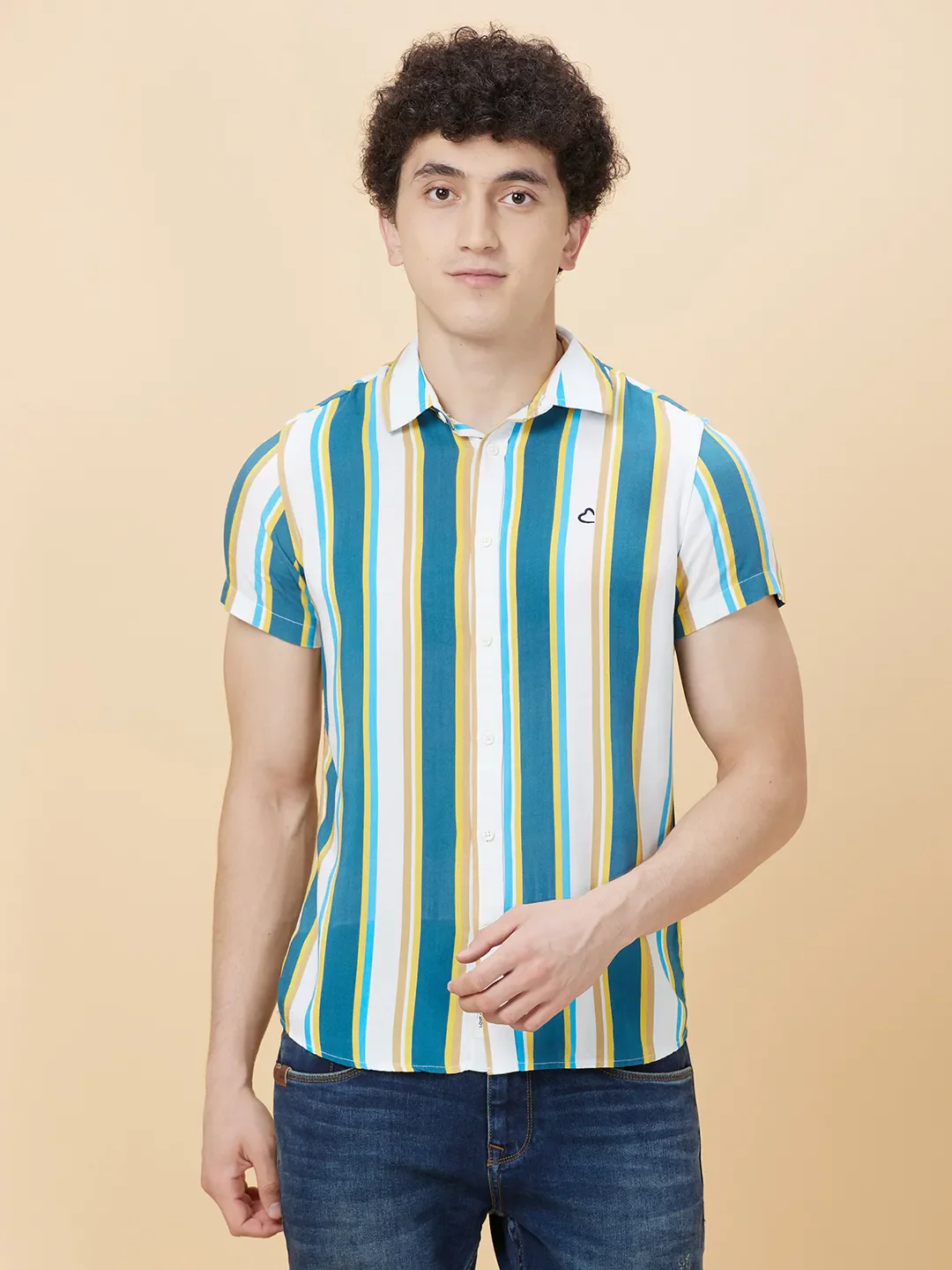 White Slim Fit Regular Collar Men's Shirt by Being Human Clothing