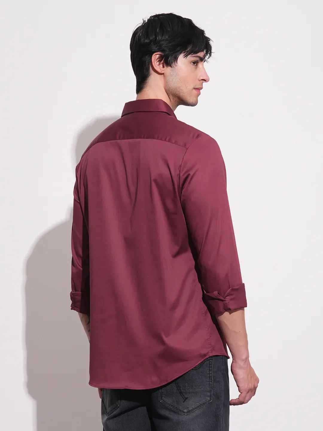 Wine Slim Fit Regular Collar Men's Shirt by Being Human Clothing - Image 3