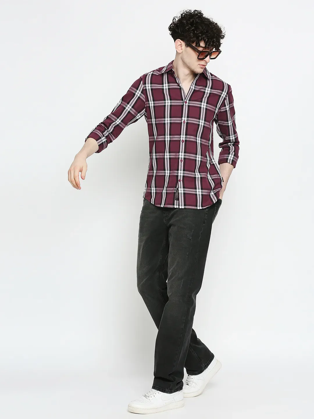 Wine Slim Fit Regular Collar Men's Shirt by Being Human Clothing - Image 6