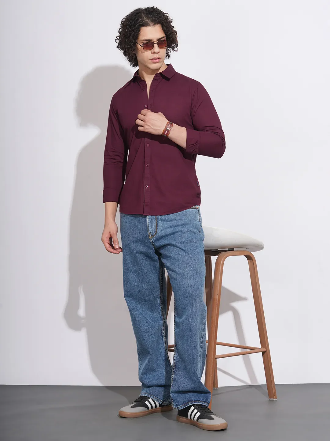 Wine Slim Fit Regular Collar Men's Shirt by Being Human Clothing - Image 4