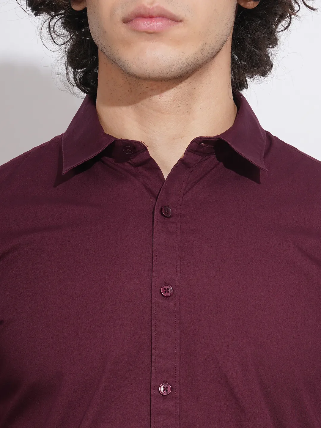 Wine Slim Fit Regular Collar Men's Shirt by Being Human Clothing - Image 5
