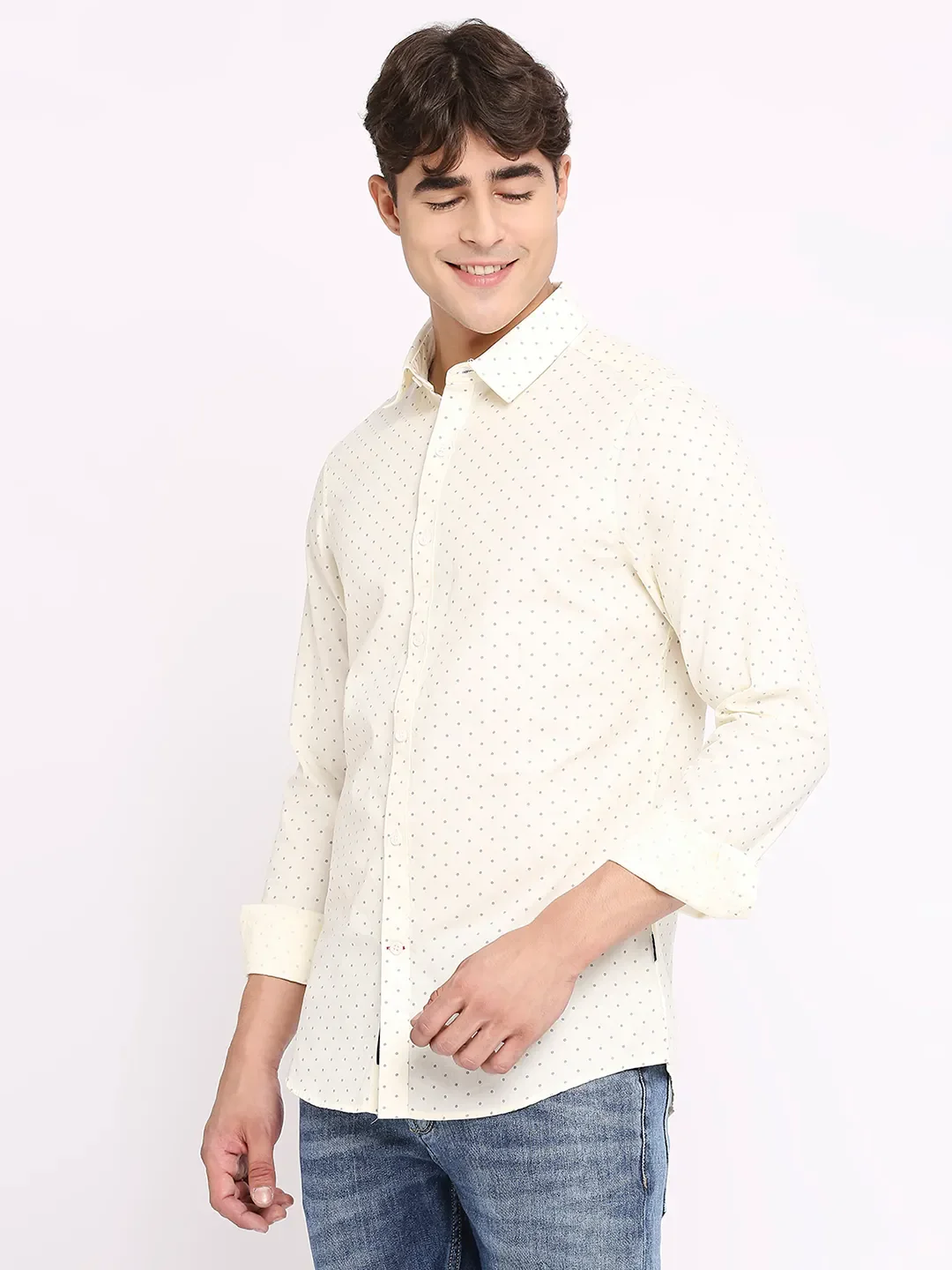 Yellow Slim Straight Fit Regular Collar Long Sleeves Men's Shirt by Being Human Clothing - Image 2