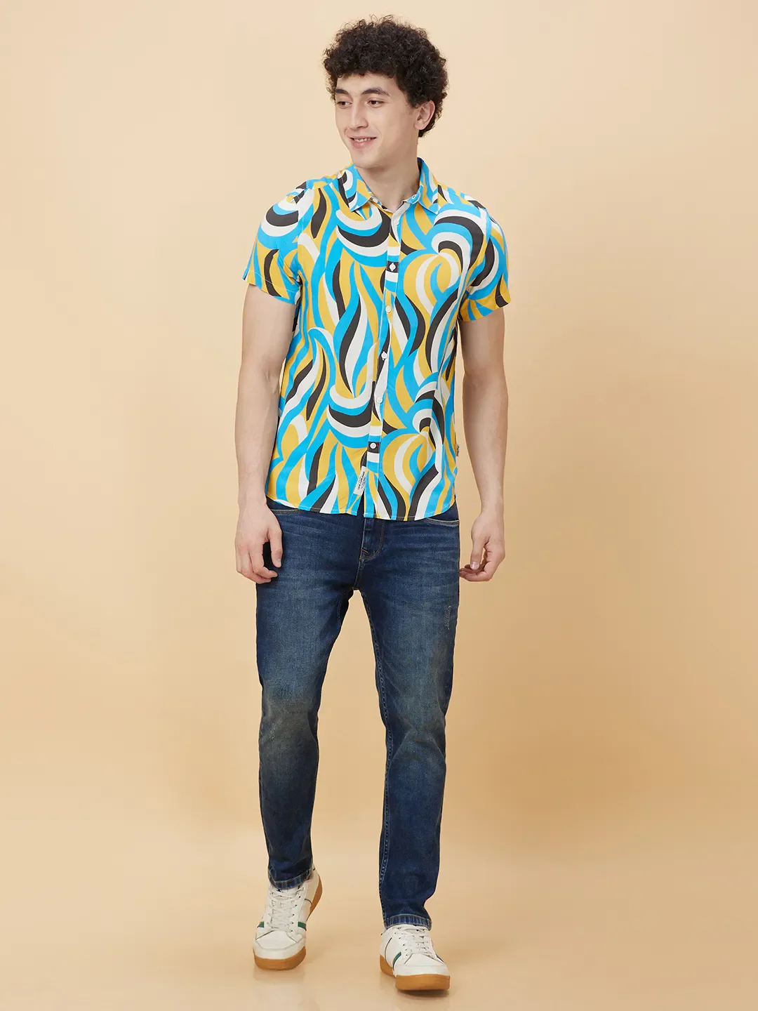 Yellow Slim Fit Regular Collar Men's Shirt by Being Human Clothing - Image 2