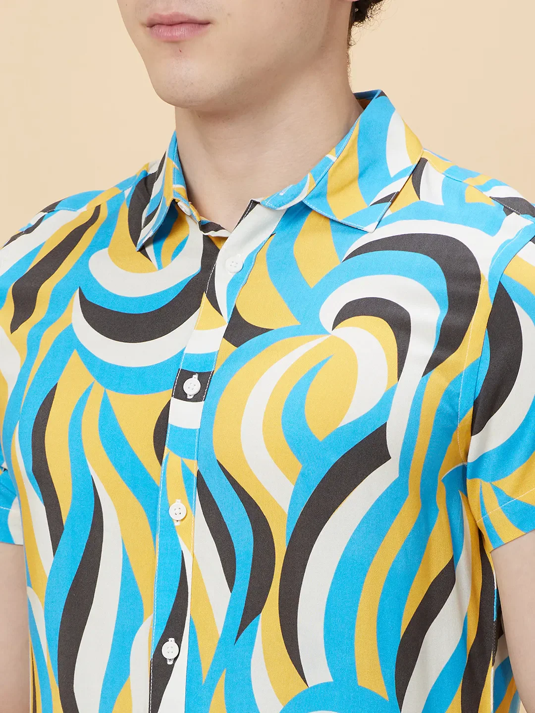 Yellow Slim Fit Regular Collar Men's Shirt by Being Human Clothing - Image 5
