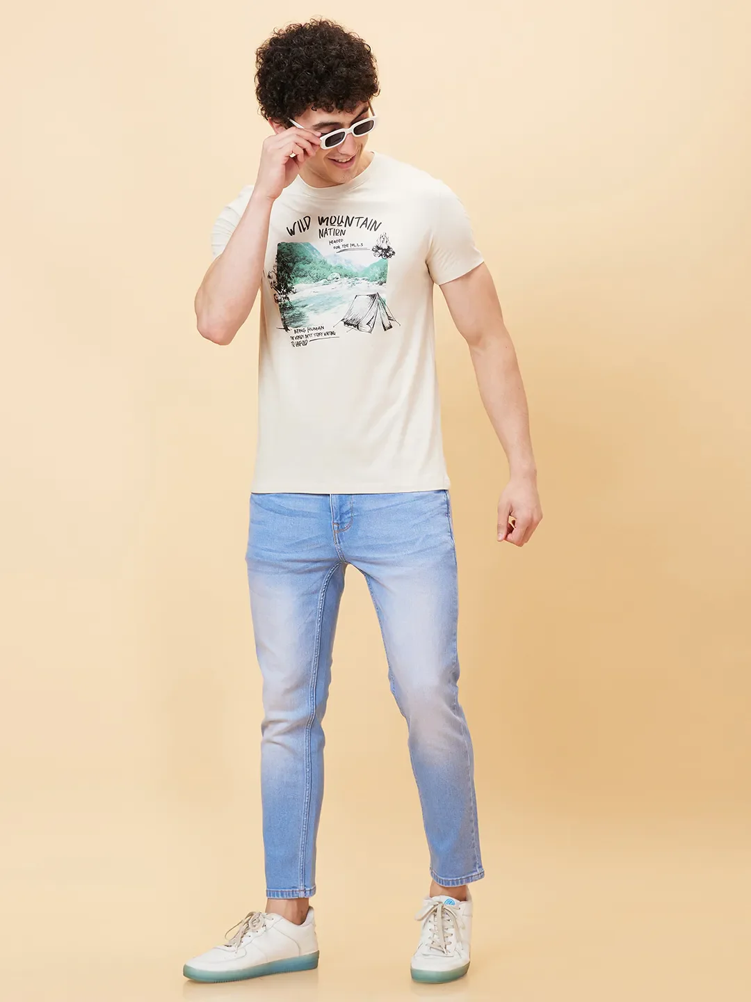 Chalk Slim Fit Round Neck Men's T-Shirt by Being Human Clothing - Image 6