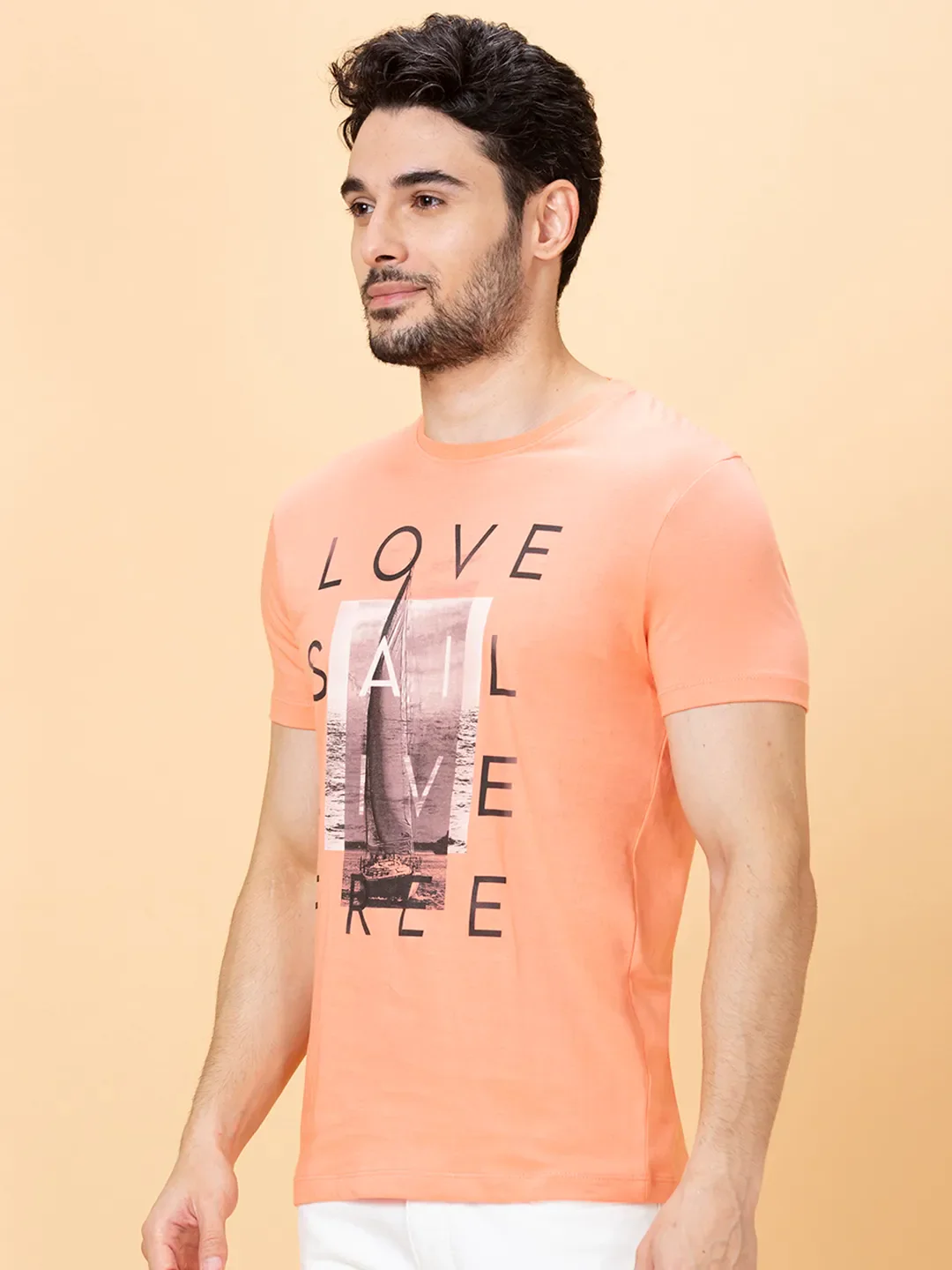 Coral Slim Fit Round Neck Men's T-Shirt by Being Human Clothing - Image 4
