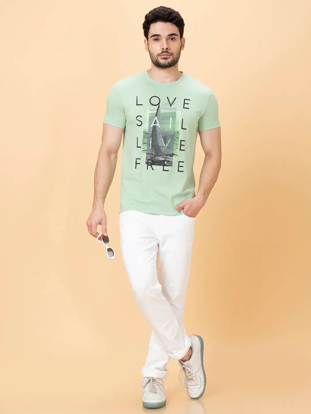 Green Foam Slim Fit Round Neck Men's T-Shirt by Being Human Clothing - Image 6
