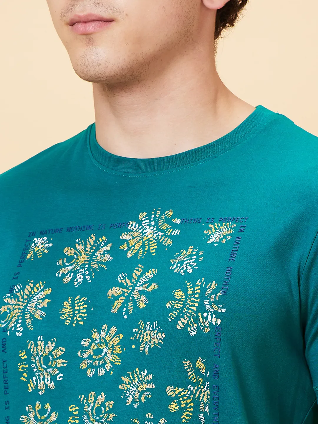 Green Lake Slim Fit Round Neck Men's T-Shirt by Being Human Clothing - Image 2