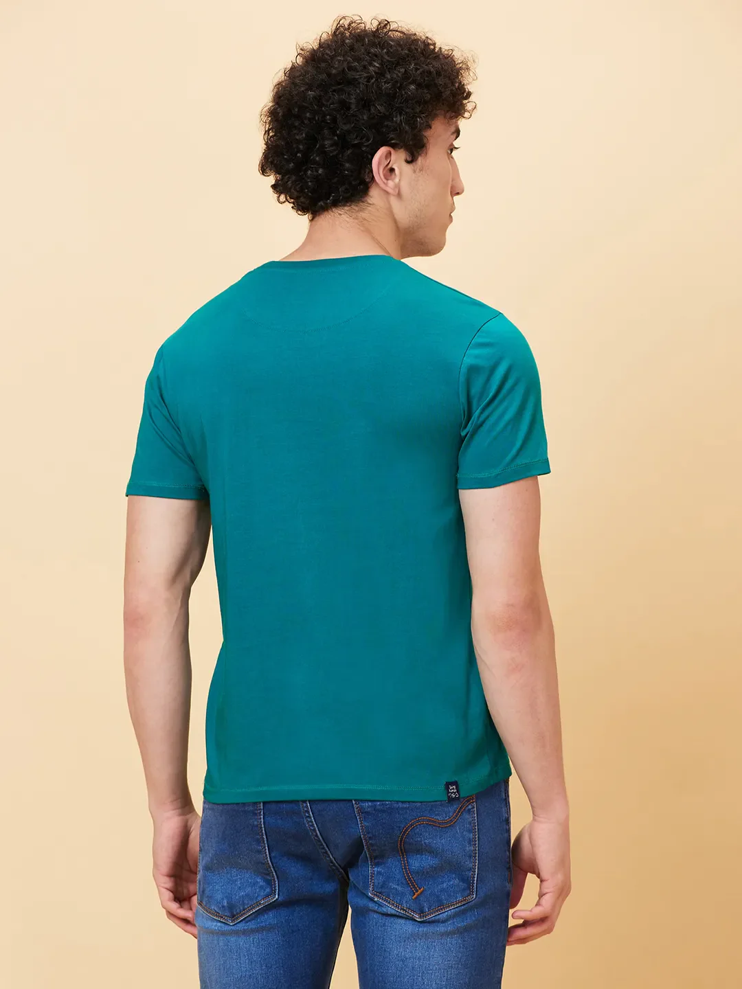 Green Lake Slim Fit Round Neck Men's T-Shirt by Being Human Clothing - Image 3