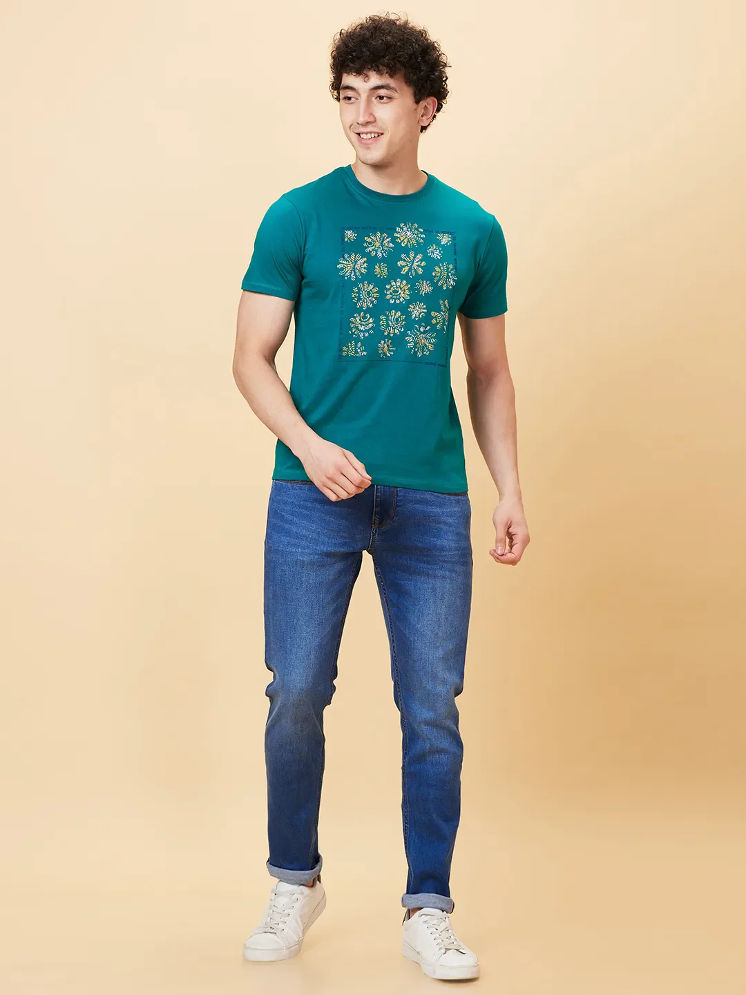 Green Lake Slim Fit Round Neck Men's T-Shirt by Being Human Clothing - Image 5