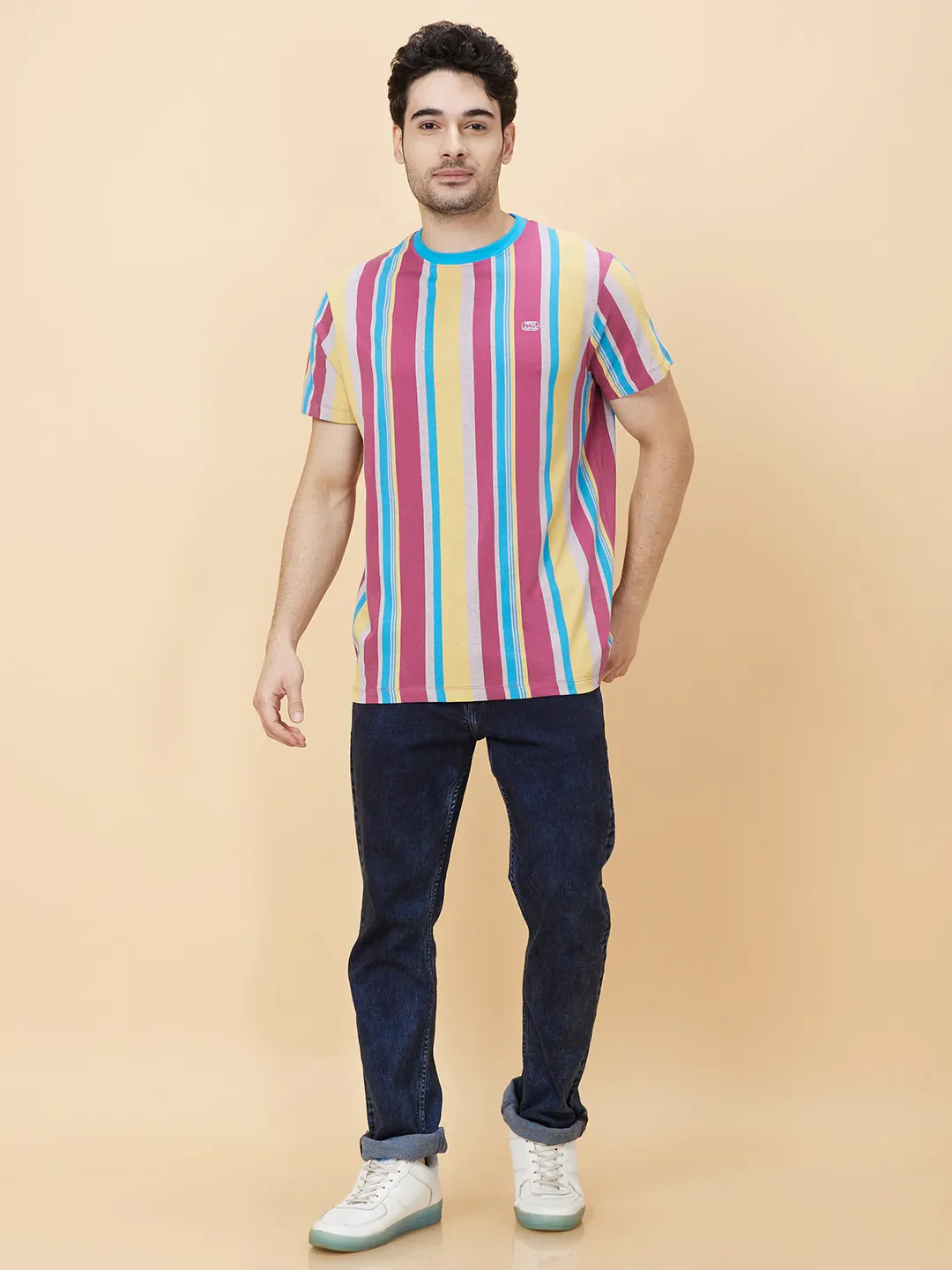 Mauve Haze Slim Fit Round Neck Men's T-Shirt by Being Human Clothing - Image 2