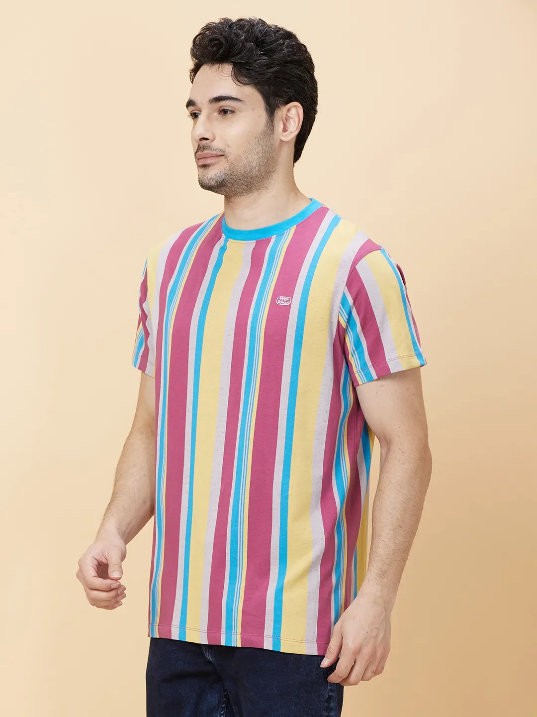Mauve Haze Slim Fit Round Neck Men's T-Shirt by Being Human Clothing - Image 3