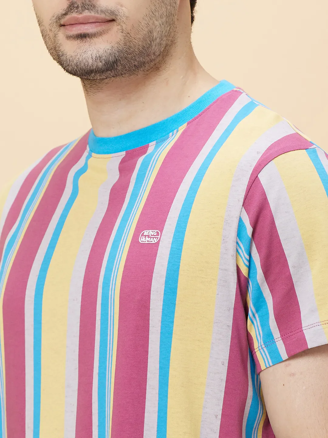 Mauve Haze Slim Fit Round Neck Men's T-Shirt by Being Human Clothing - Image 5