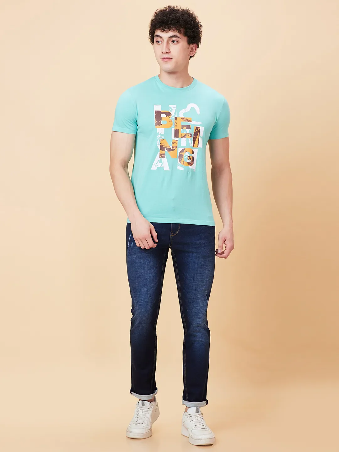 Mint Slim Fit Round Neck Men's T-Shirt by Being Human Clothing - Image 2