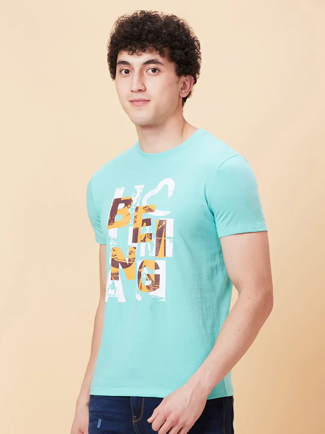 Mint Slim Fit Round Neck Men's T-Shirt by Being Human Clothing - Image 4