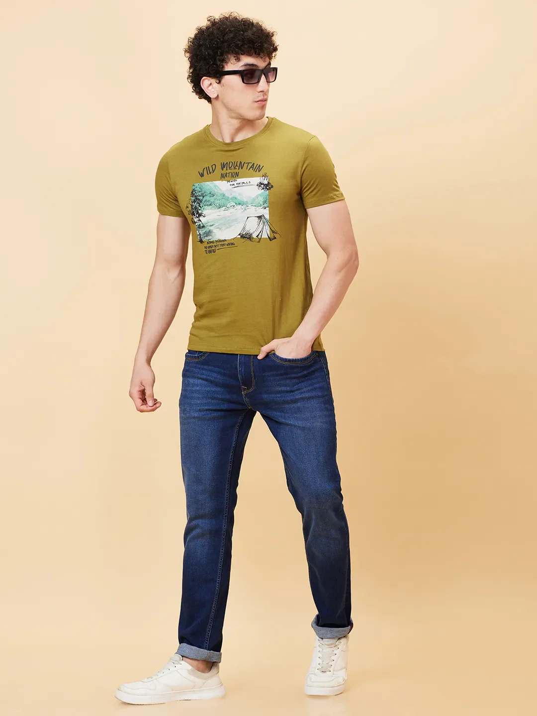 Olive Slim Fit Round Neck Men's T-Shirt by Being Human Clothing - Image 6