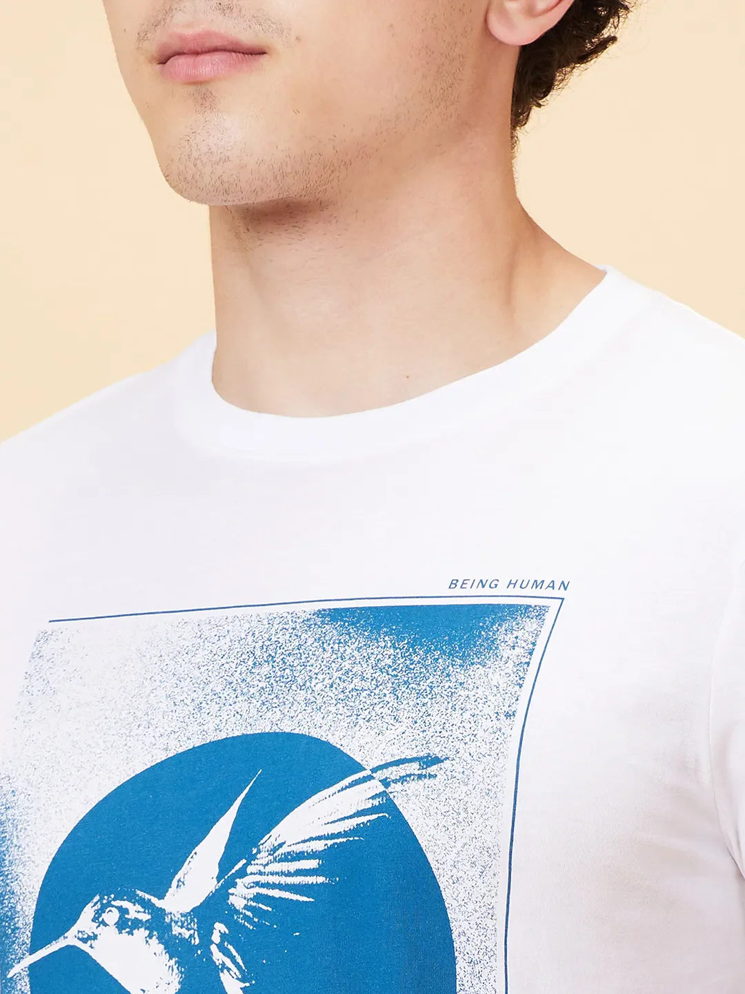 White Slim Fit Round Neck Men's T-Shirt by Being Human Clothing - Image 5