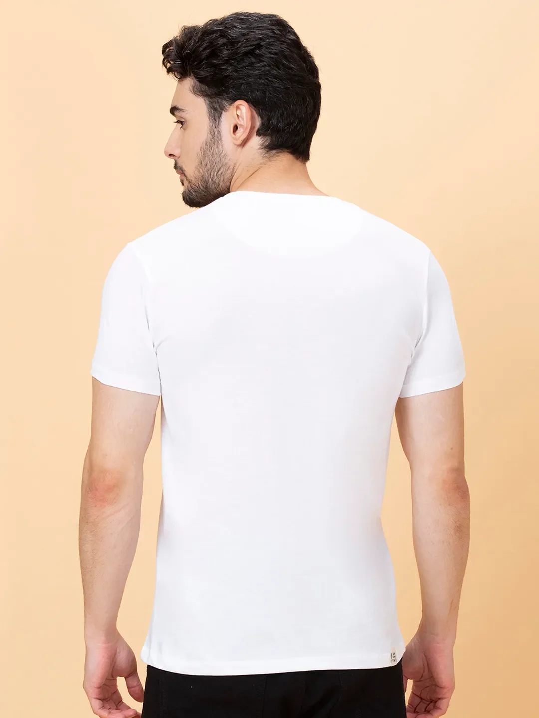 White Slim Straight Fit Men's Short Sleeves T-Shirt by Being Human Clothing - Image 2