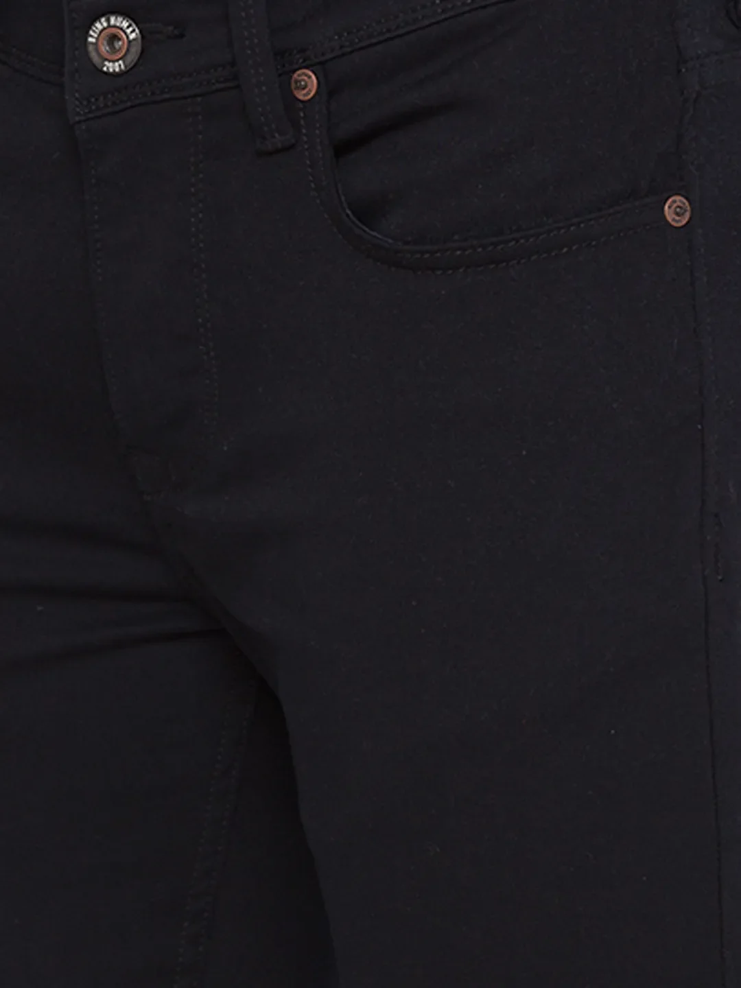 Black Slim Straight Fit Men's Denims by Being Human Clothing - Image 4