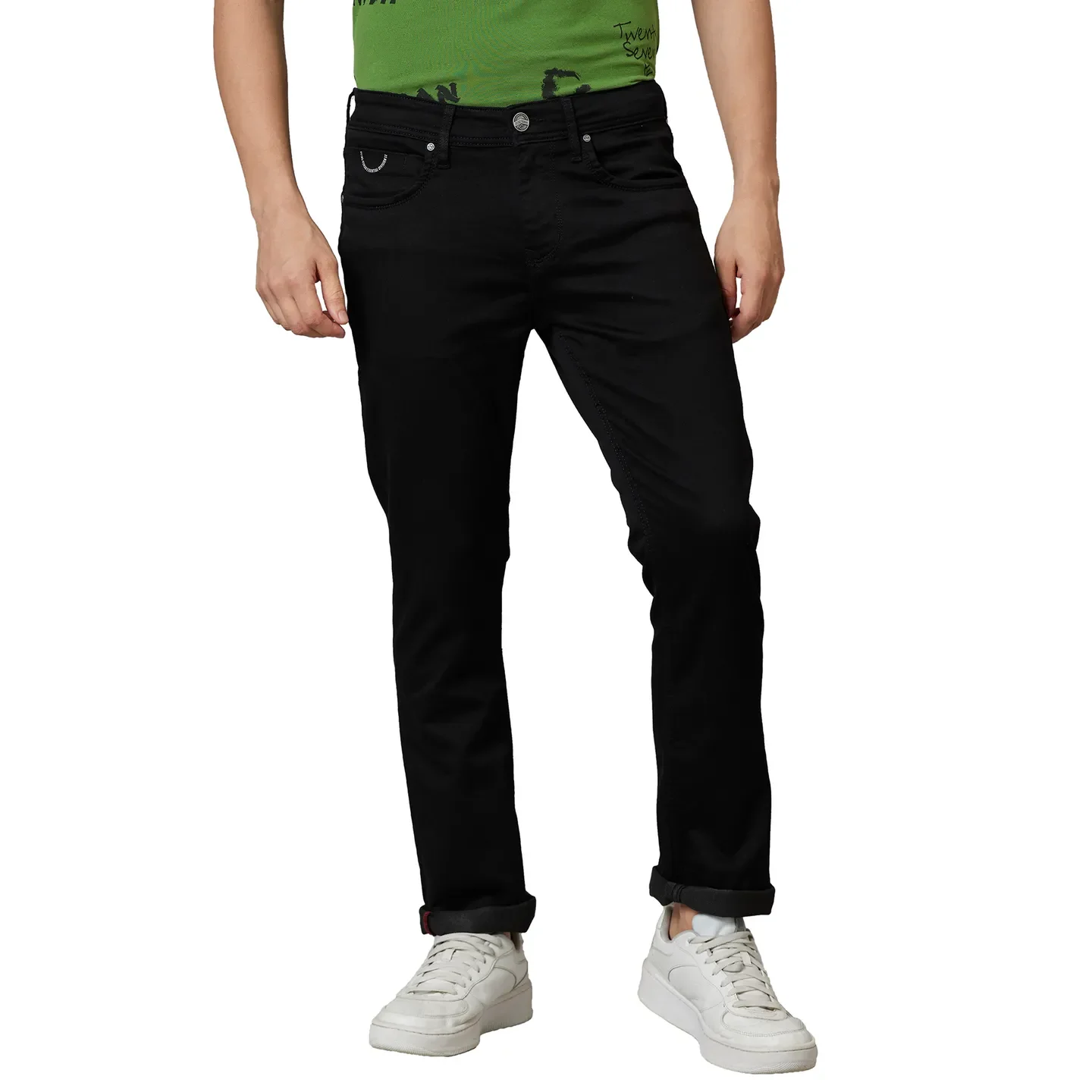 Black Slim Straight Fit Men's Denims by Being Human Clothing