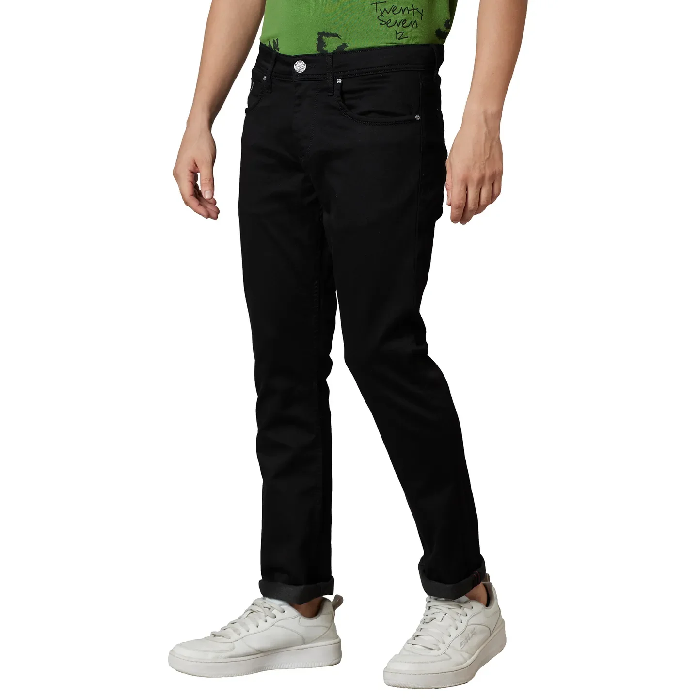 Black Slim Straight Fit Men's Denims by Being Human Clothing - Image 3