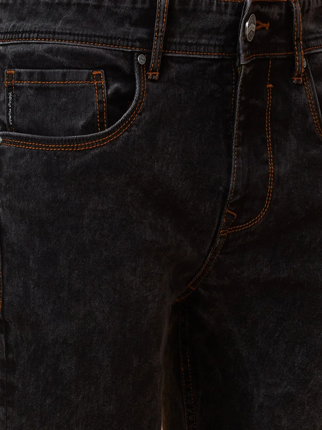Black Slim Straight Fit Men's Denims by Being Human Clothing - Image 5