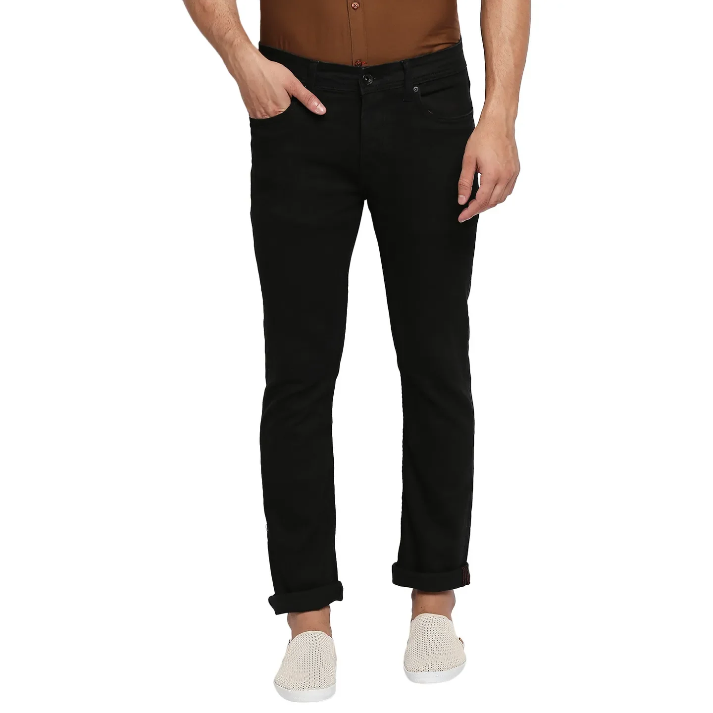 Black Slim Straight Fit Men's Denims by Being Human Clothing
