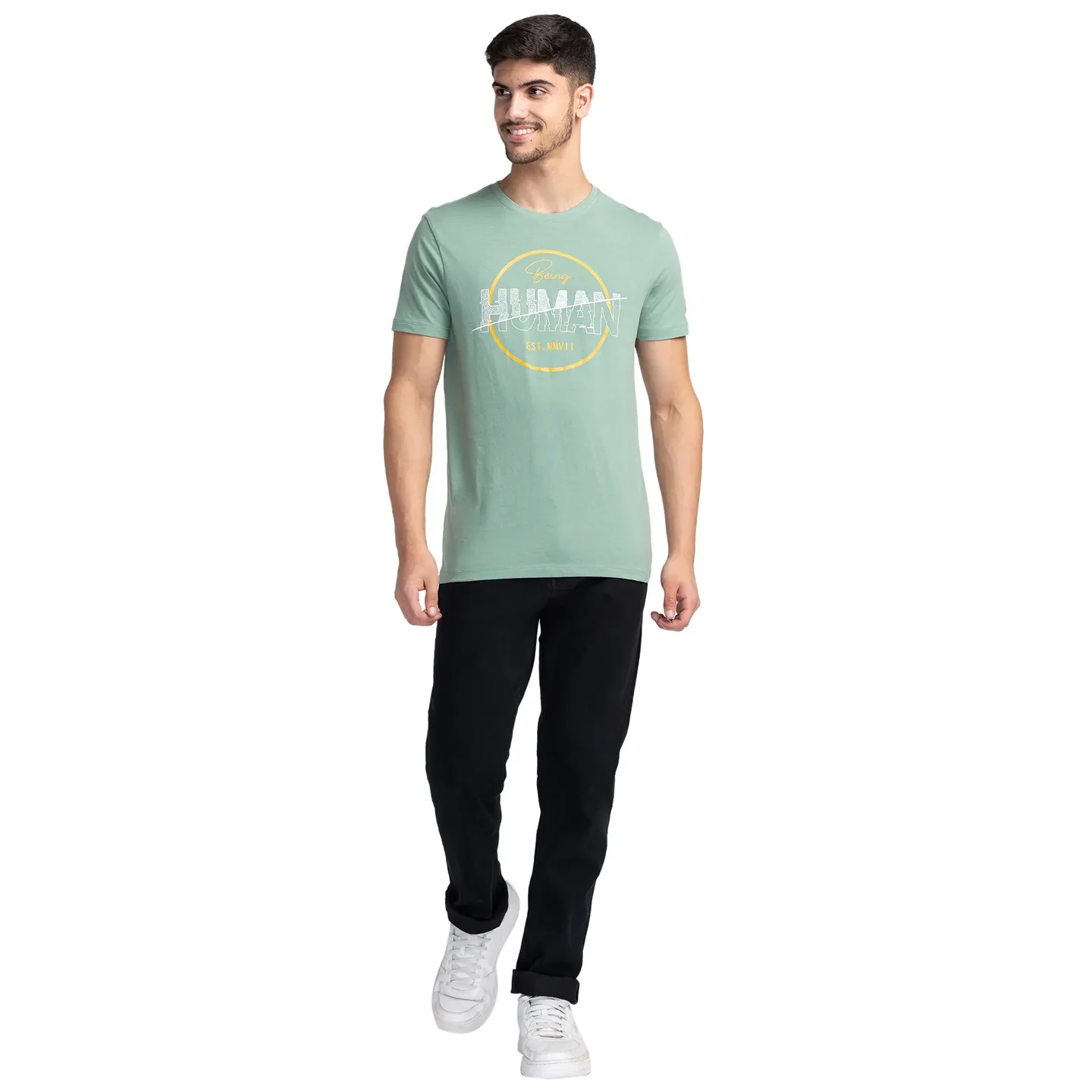 Black Slim Straight Fit Men's Denims by Being Human Clothing - Image 2