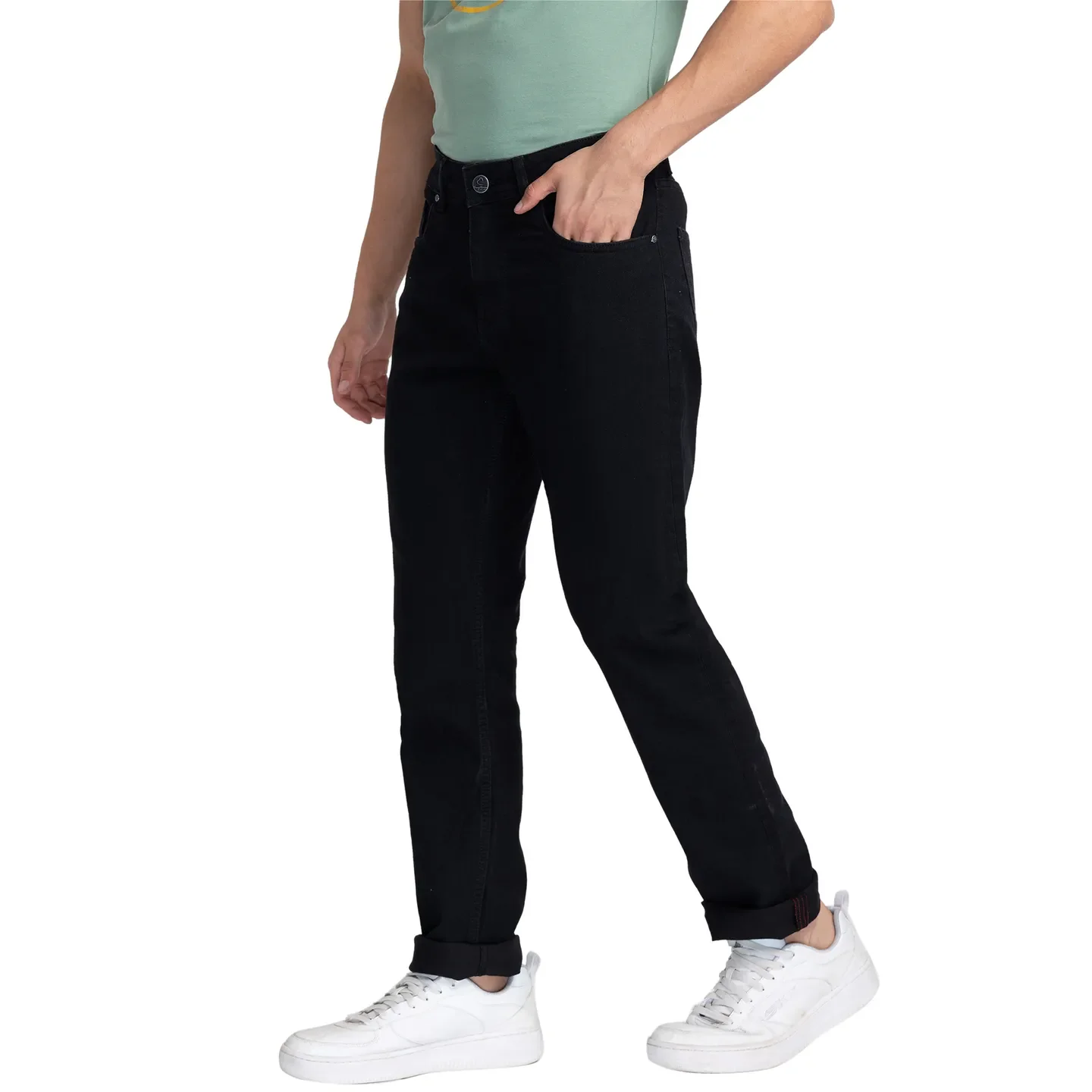 Black Slim Straight Fit Men's Denims by Being Human Clothing - Image 4