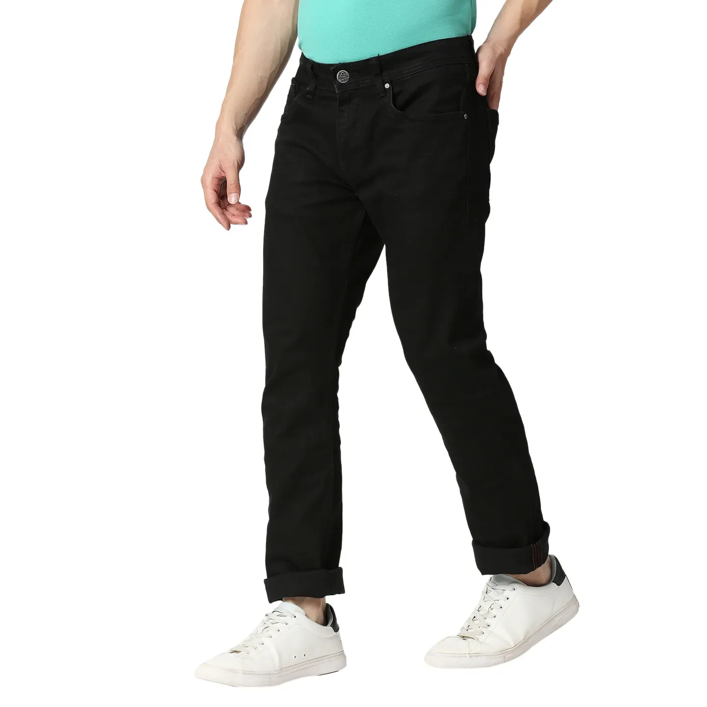 Black Slim Straight Fit Men's Denims by Being Human Clothing - Image 2
