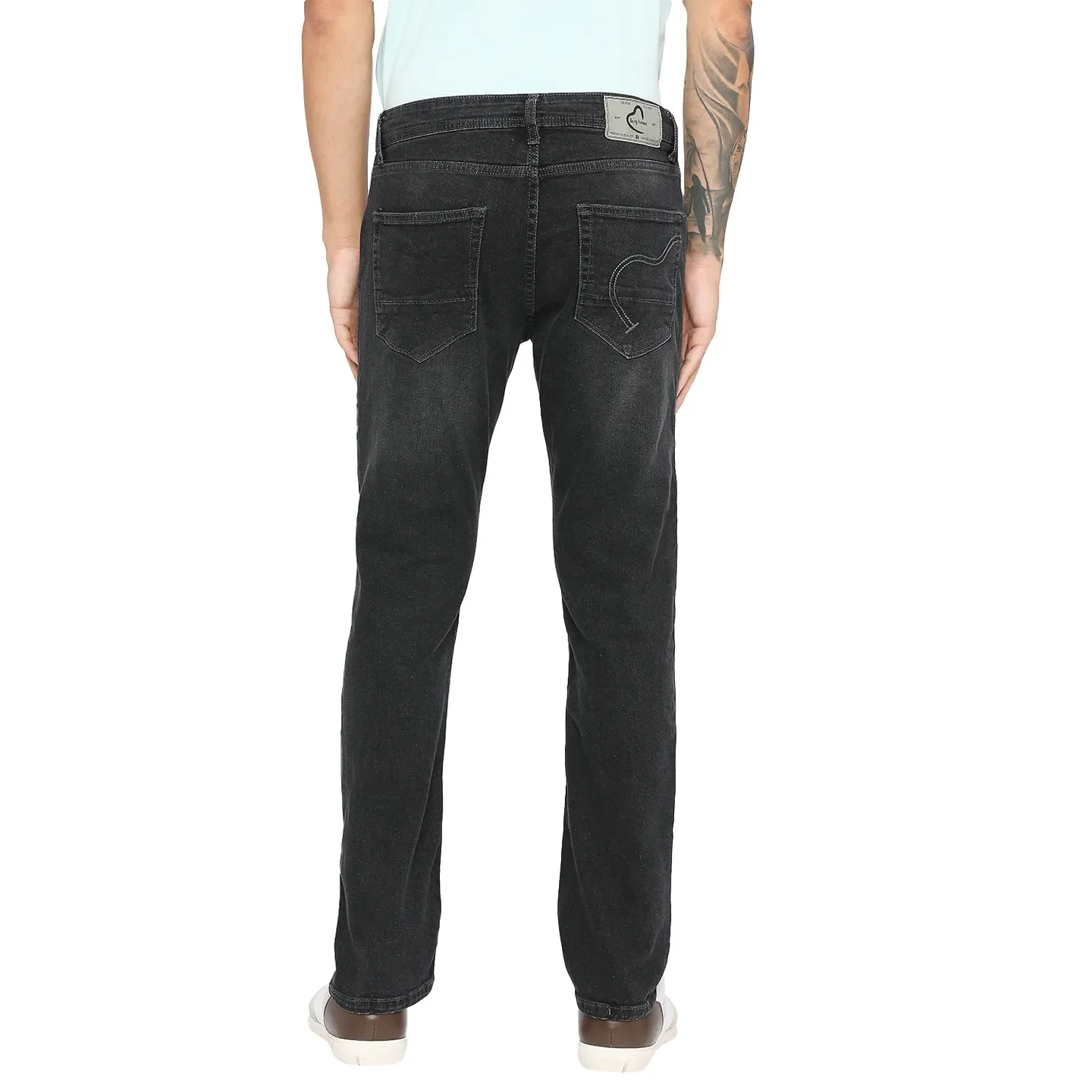 Black Slim Straight Fit Men's Denims by Being Human Clothing - Image 4