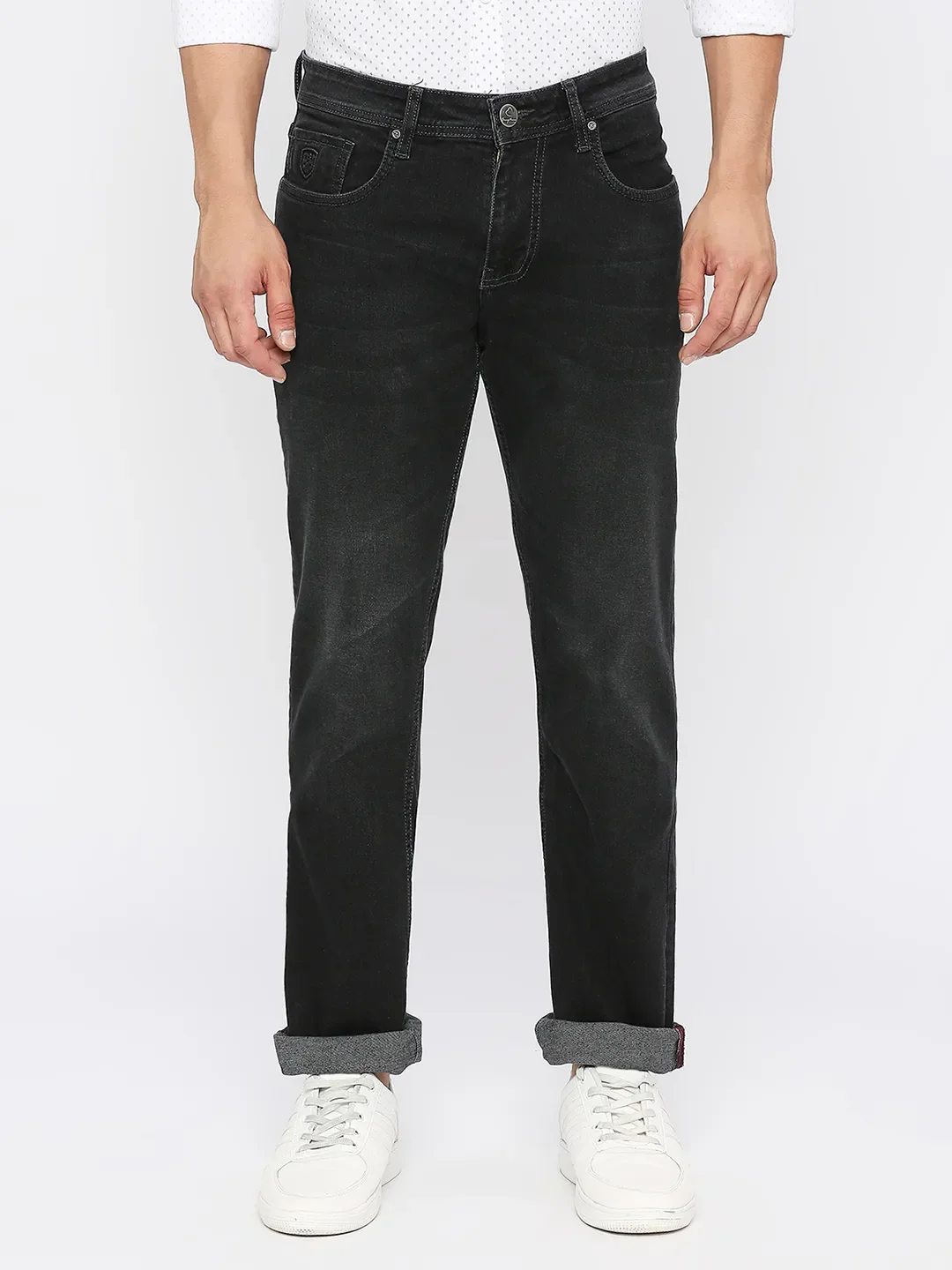 Black Slim Straight Fit Men's Denims by Being Human Clothing