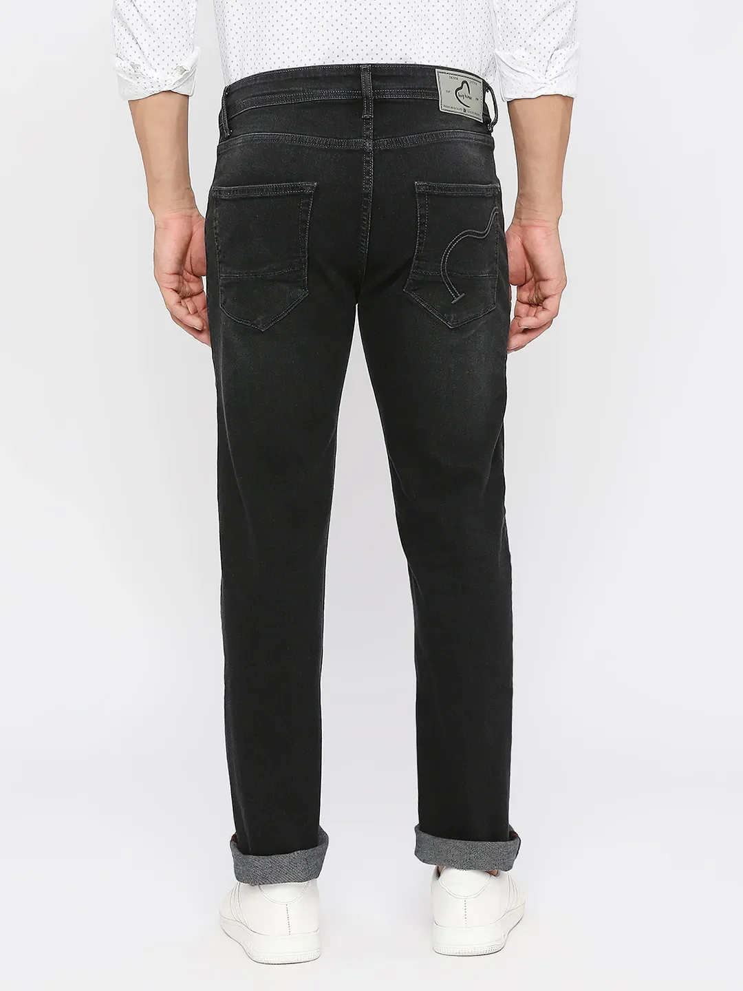 Black Slim Straight Fit Men's Denims by Being Human Clothing - Image 4