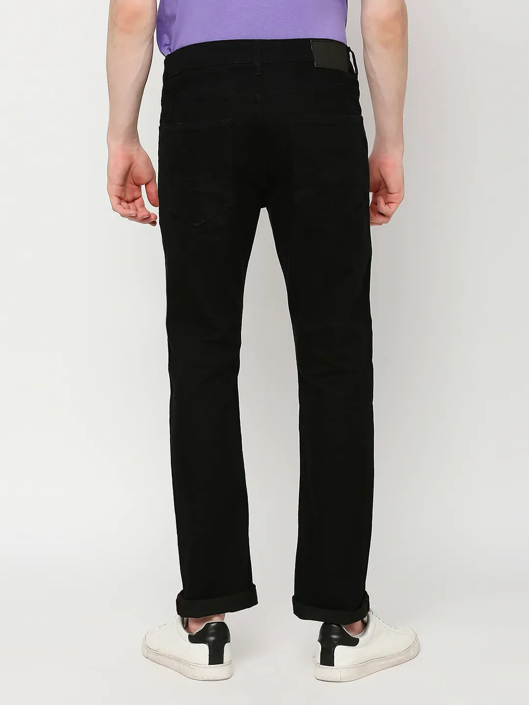Black Slim Straight Fit Men's Denims by Being Human Clothing - Image 4