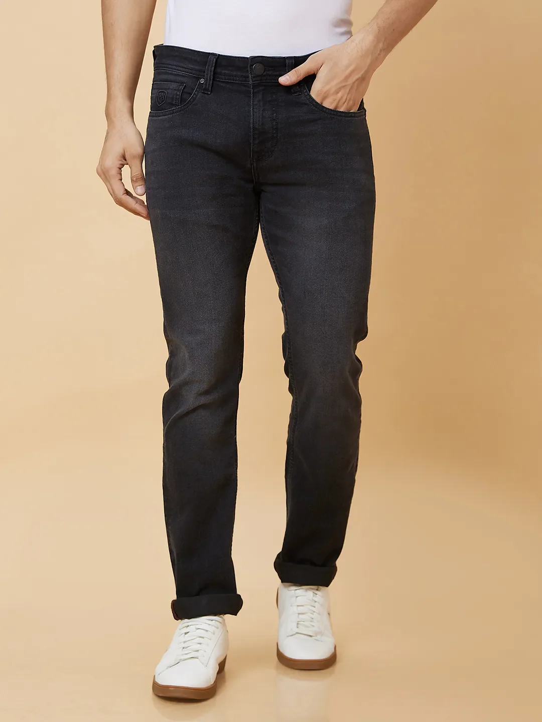 Black Slim Straight Fit Men's Denims by Being Human Clothing