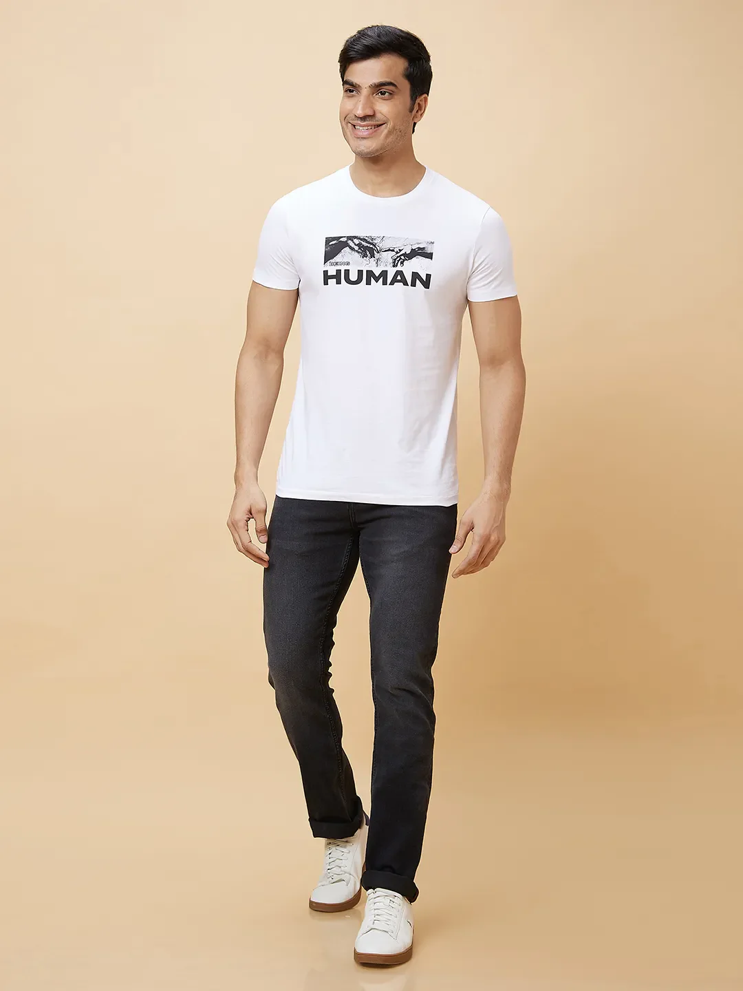 Black Slim Straight Fit Men's Denims by Being Human Clothing - Image 2